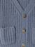 V-neck cardigan for babies in chunky knit chocolate+grey blue 