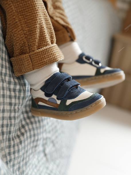 Trainers with Leather Hook-&-Loop Straps for Babies set blue 