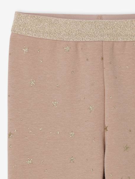 Fleece-Lined Leggings with Shiny Star Print for Girls mocha 