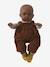 Velvet dungaree set + t-shirt + socks for baby doll brown 