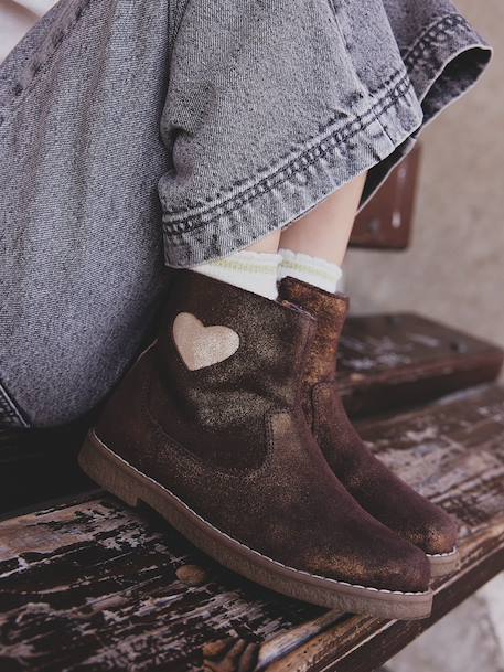 Leather Boots for Girls, Designed for Autonomy bronze 