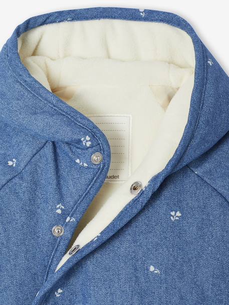 Denim Pramsuit with All-Over Print, for Newborns stone 