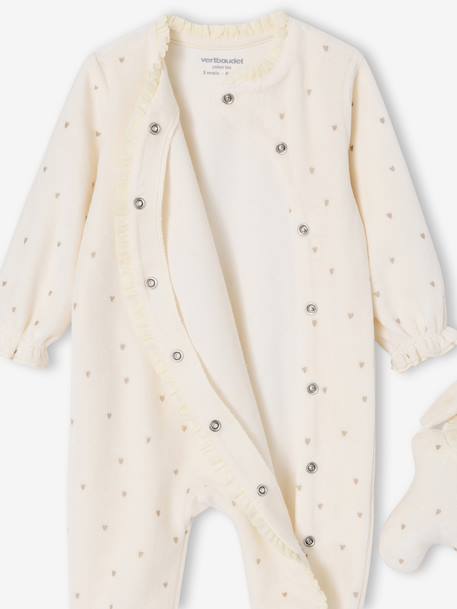 Velvet sleepsuit and comforter set ecru 