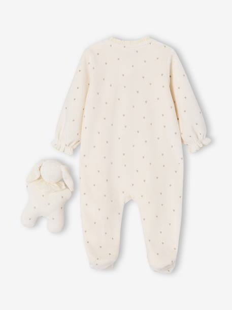Velvet sleepsuit and comforter set ecru 