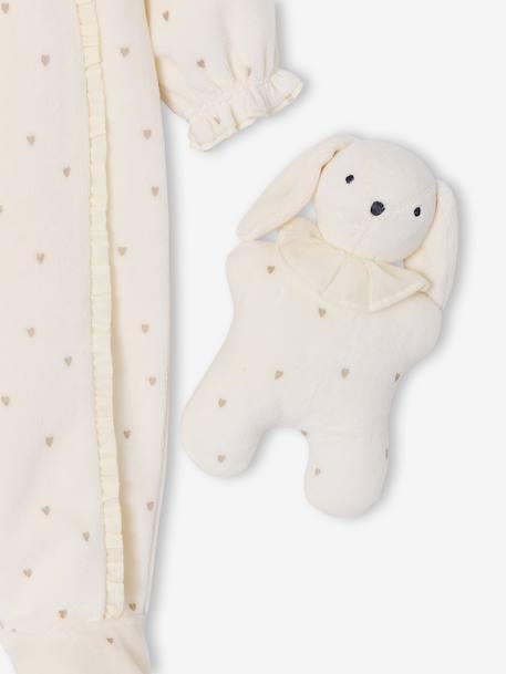 Velvet sleepsuit and comforter set ecru 
