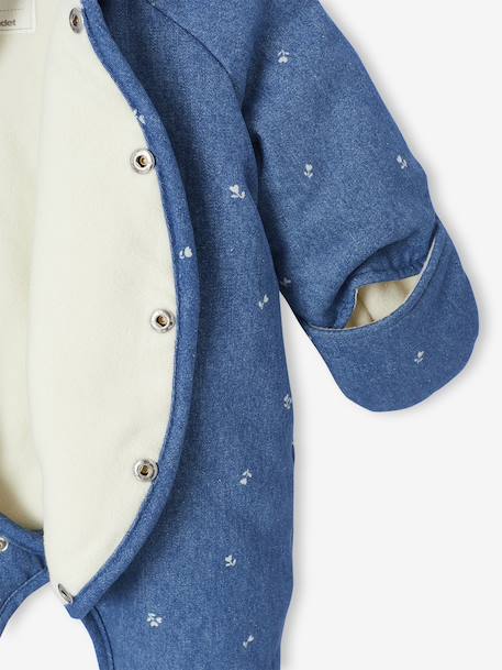 Denim Pramsuit with All-Over Print, for Newborns stone 