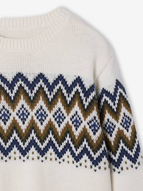 Long Sleeve Jacquard Jumper for Boys ecru 