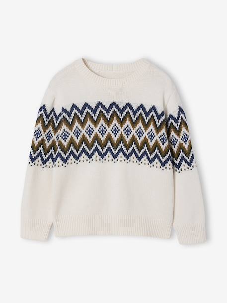 Long Sleeve Jacquard Jumper for Boys ecru 