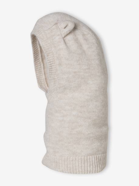 Girl's balaclava with cat ears ecru 