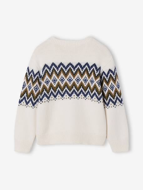 Long Sleeve Jacquard Jumper for Boys ecru 