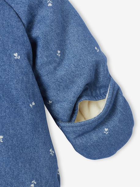 Denim Pramsuit with All-Over Print, for Newborns stone 