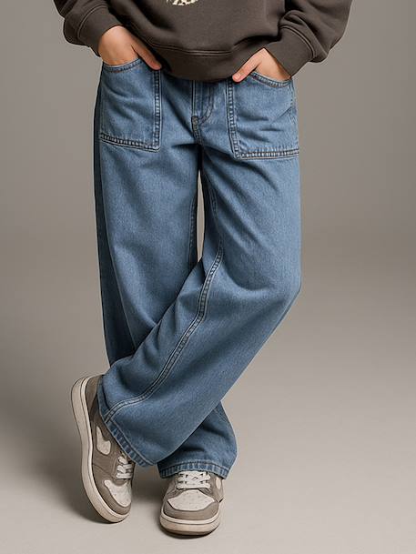 Wide-Leg Carpenter Trousers for Girls, JONEN deep blue+denim grey+medium blue 
