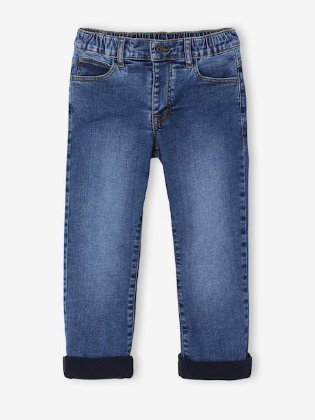 Fleece-Lined Denim Jeans for Boys stone 