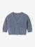 V-neck cardigan for babies in chunky knit chocolate+grey blue 