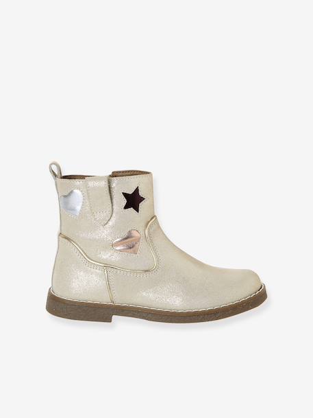 Leather Boots for Girls, Designed for Autonomy gold+navy blue 