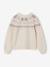 Girl's Christmas cardigan with jacquard patterns and sparkly details ecru 