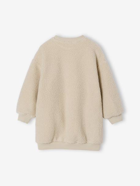 Girl's sherpa dress with embroidered detail vanilla 