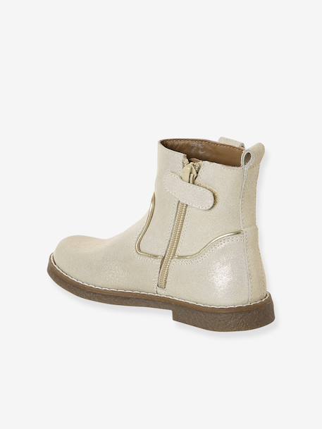 Leather Boots for Girls, Designed for Autonomy gold+navy blue 