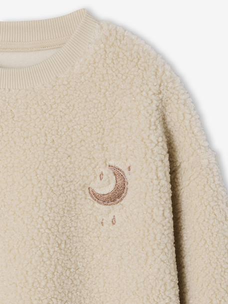 Girl's sherpa dress with embroidered detail vanilla 