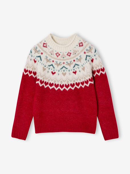 Girl's Christmas jacquard jumper red 