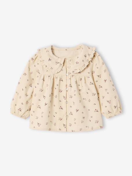 Printed velvet baby blouse vanilla 