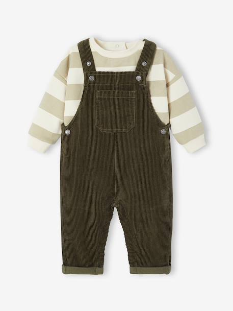 Baby sweatshirt + dungaree set khaki 