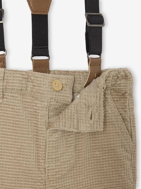Corduroy Trousers with Removable Braces, for Babies beige 
