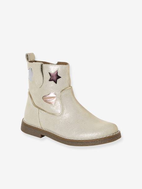 Leather Boots for Girls, Designed for Autonomy gold+navy blue 