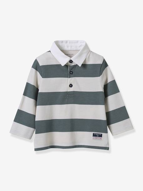 Organic cotton rugby polo shirt for babies CYRILLUS green 
