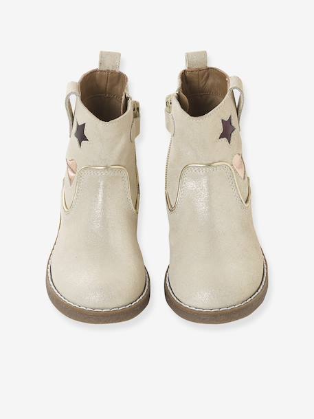 Leather Boots for Girls, Designed for Autonomy gold+navy blue 