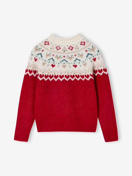 Girl's Christmas jacquard jumper red 