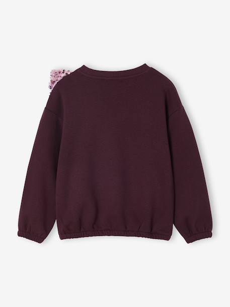 Sequinned Bow Sweatshirt for Girls plum 