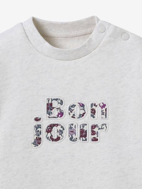 Sweatshirt with Liberty fabric letters in organic cotton for babies by CYRILLUS beige 