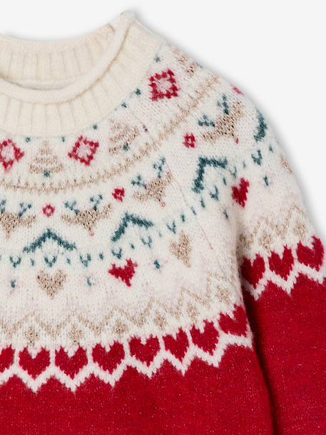 Girl's Christmas jacquard jumper red 