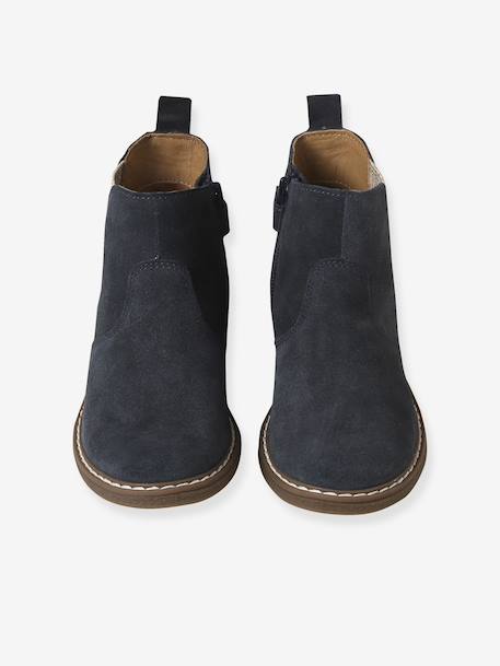 Elasticated Leather Boots for Children navy blue 