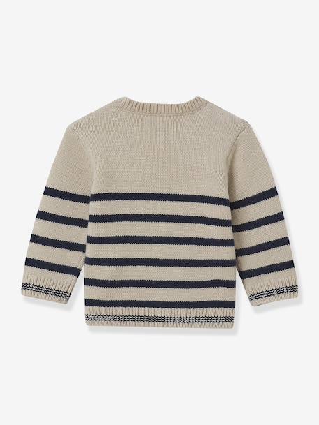 Striped Woollen Jumper for Babies, CYRILLUS beige 