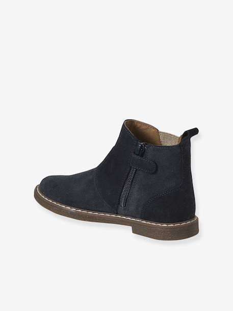 Elasticated Leather Boots for Children navy blue 