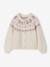 Girl's Christmas cardigan with jacquard patterns and sparkly details ecru 