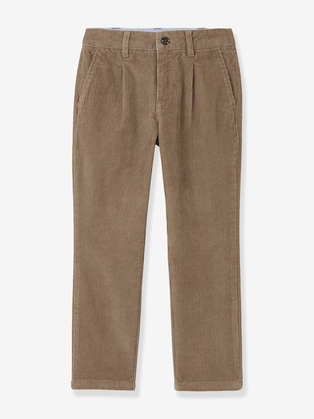 Boys' velvet chino trousers CYRILLUS green 