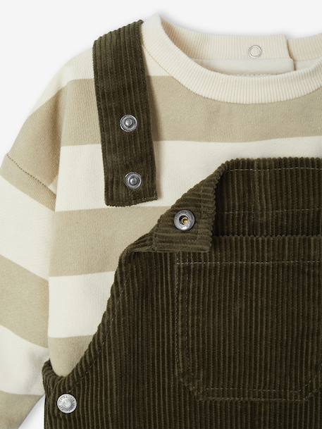 Baby sweatshirt + dungaree set khaki 