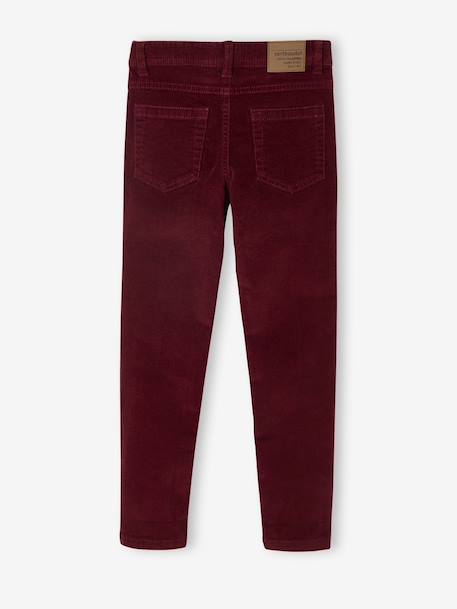 Slim Leg Corduroy Trousers for Boys bordeaux red+Tan 