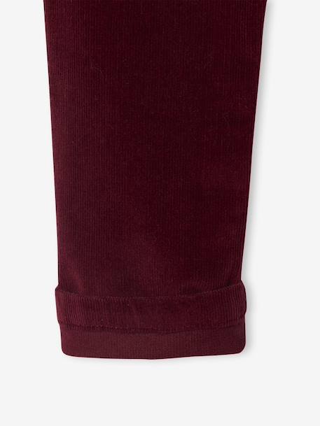 Slim Leg Corduroy Trousers for Boys bordeaux red+Tan 