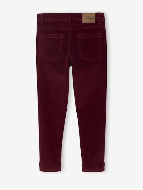 Slim Leg Corduroy Trousers for Boys bordeaux red+Tan 
