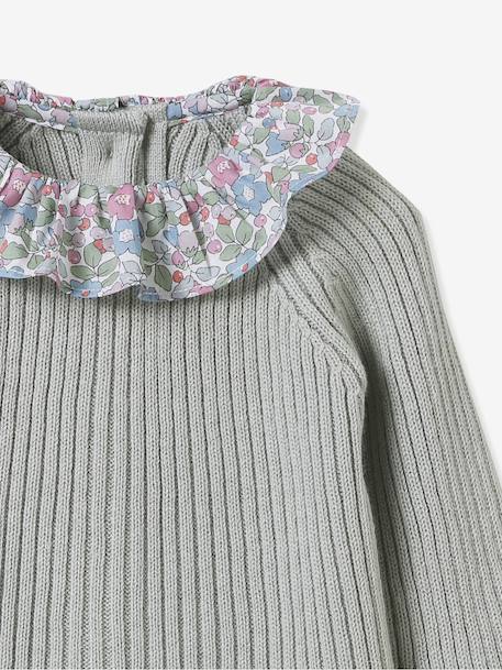 Set in Knitted Fabric with Liberty Fabric Collar for Babies, CYRILLUS rose 