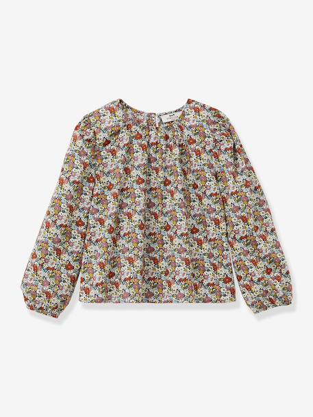 Blouse for Girls in Liberty Libby Fabric, CYRILLUS rose 