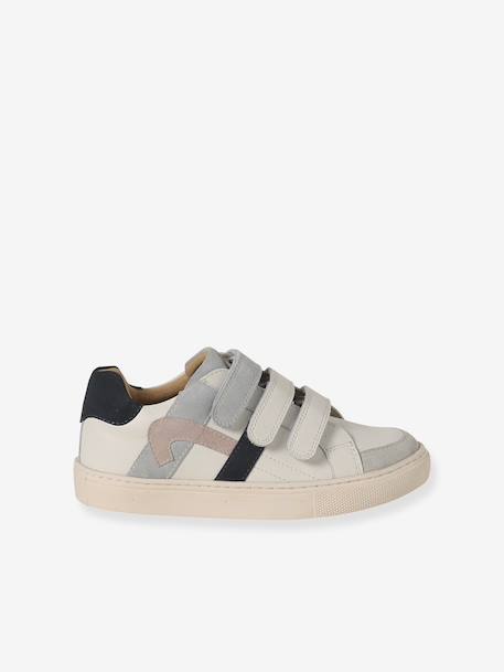 Trainers with Leather Hook-&-Loop Straps for Children ecru+set white 