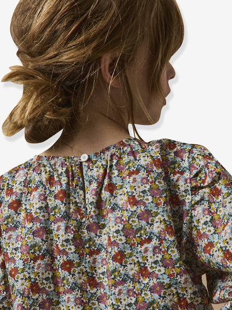 Blouse for Girls in Liberty Libby Fabric, CYRILLUS rose 