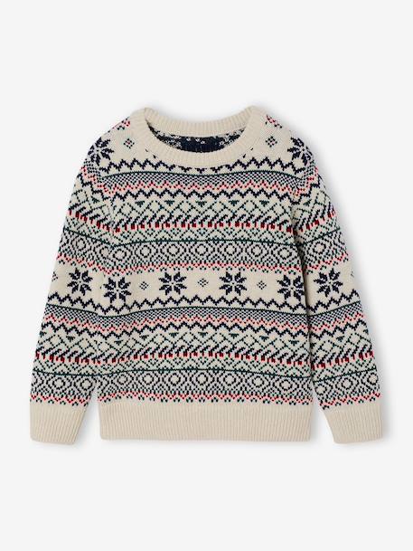 Round Neck Jacquard Jumper for Boys printed white 