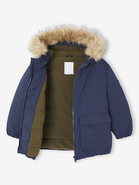 Hooded Parka for Boys navy blue 