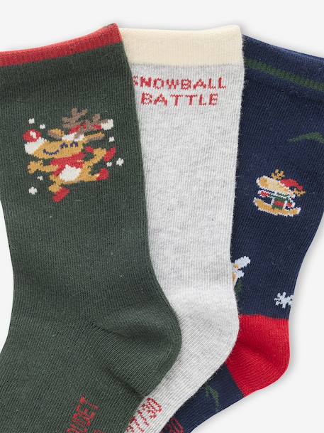 Set of 3 pairs of Christmas socks marl grey 